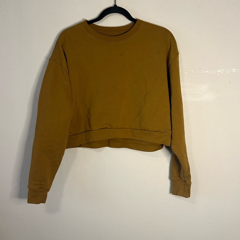Girlfriend Collective Cropped Mustard Sweatshirt